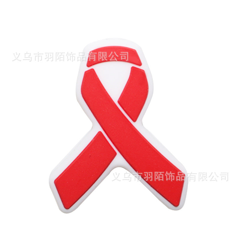 Cartoon Ribbon Publicity Prevention Awareness Warning Badge Silicone Beads-10PCS