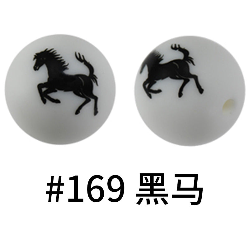 16mm Print Silicone Beads Colorful Silicone Water Transfer Beads-50PCS
