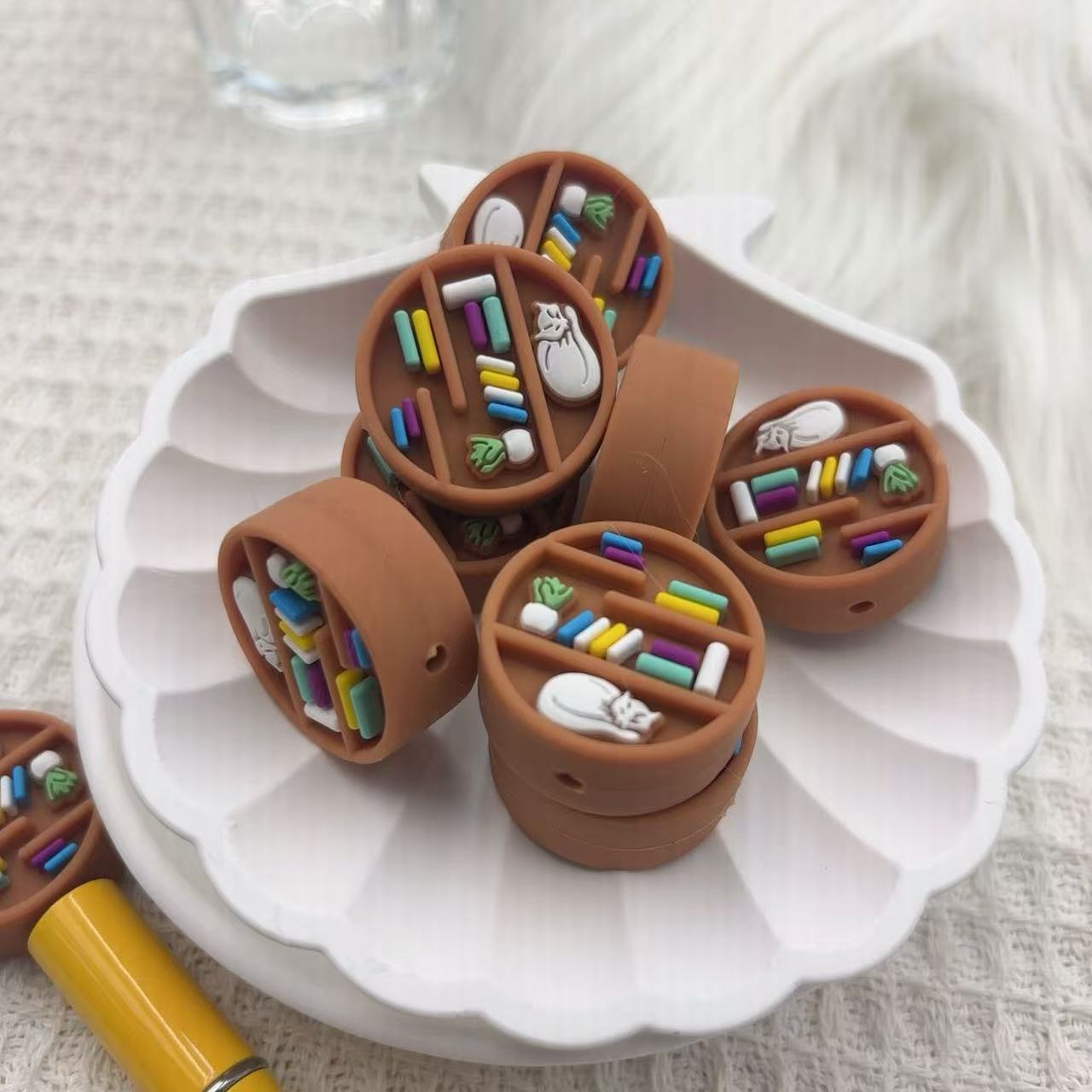 Silicone creative beads round bookshelf-10PCS