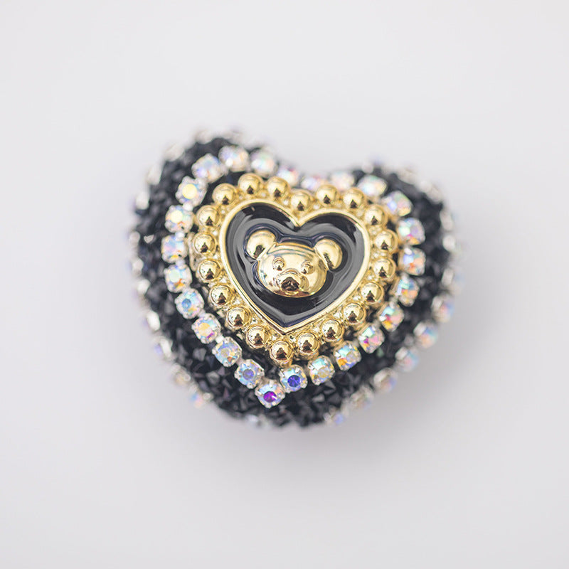 Acrylic Rhinestones with Large Peach Heart Beads-2PCS