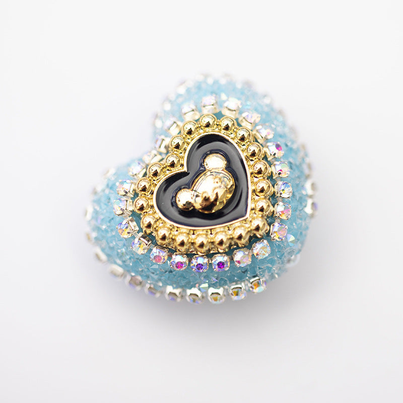 Acrylic Rhinestones with Large Peach Heart Beads-2PCS