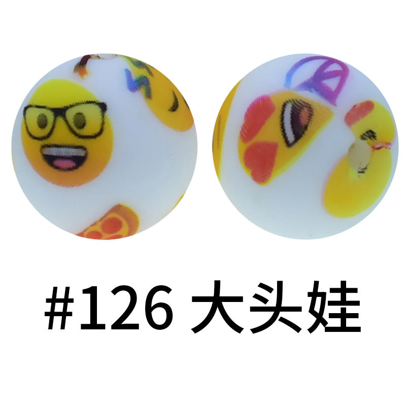 Print Silicone Beads Colorful Silicone Water Transfer Beads 16mm-50PCS