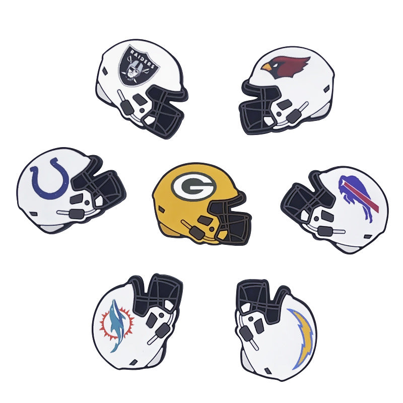 Football Team Printed Helmet NFL Dropping Glue DIY Silicone Creative Handmade Beads-10PCS