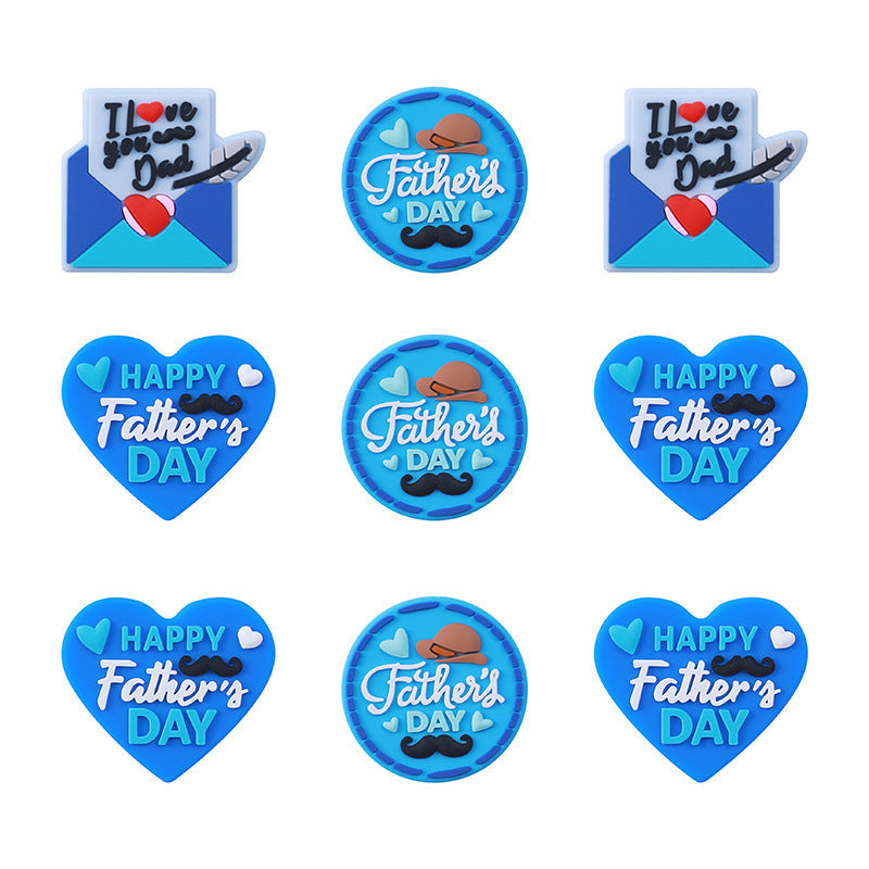 Father's Day Heart Shaped Silicone Beads-10PCS