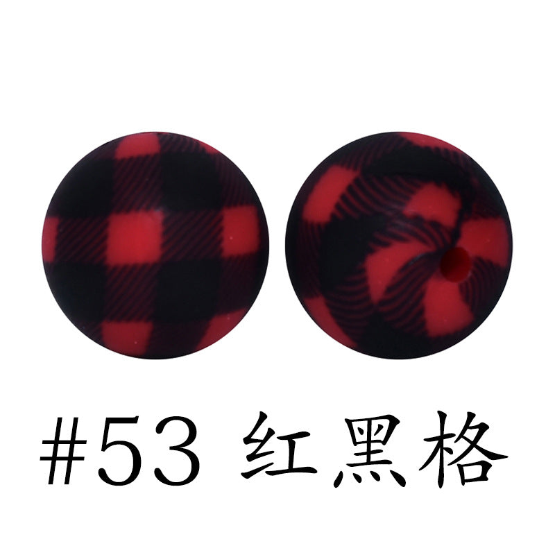 16mm Print Silicone Beads Colorful Silicone Water Transfer Beads-50PCS