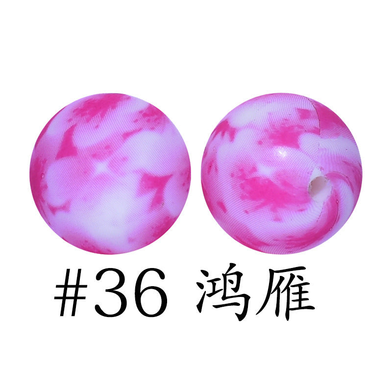16mm Print Silicone Beads Colorful Silicone Water Transfer Beads-50PCS