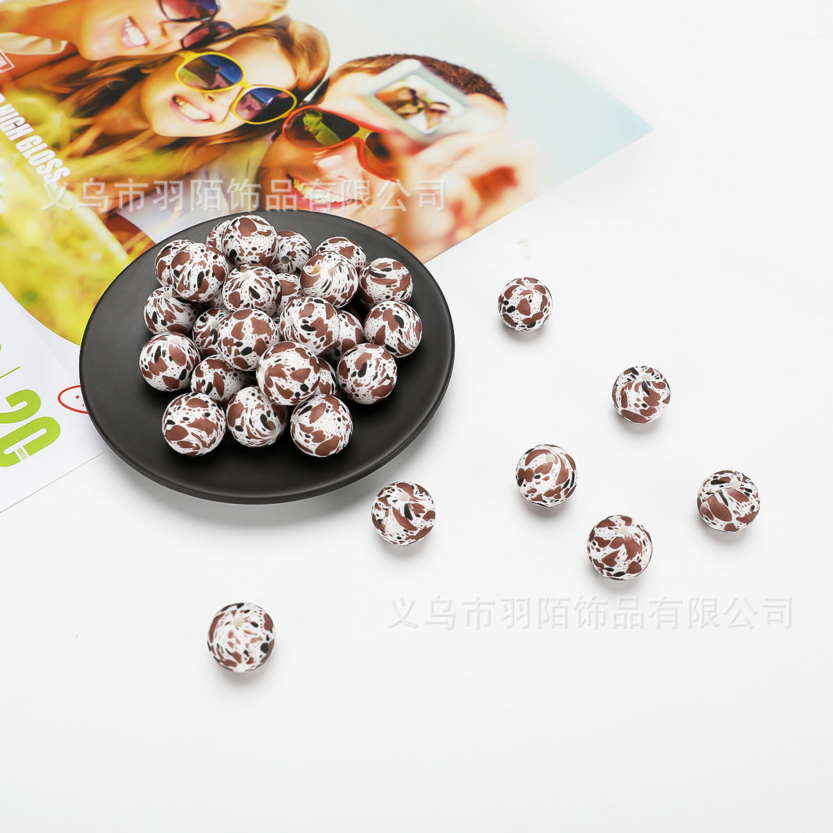 Creative Water Transfer Silicone Accessories Beads-50PCS