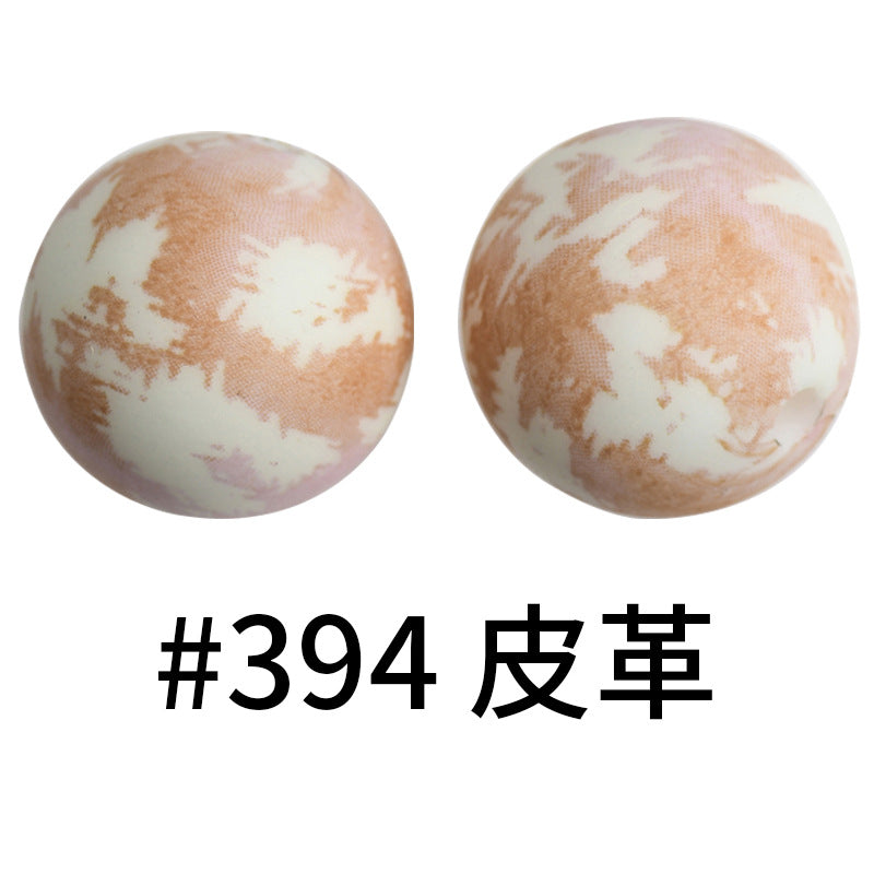 16mm Print Silicone Beads Colorful Silicone Water Transfer Beads-50PCS