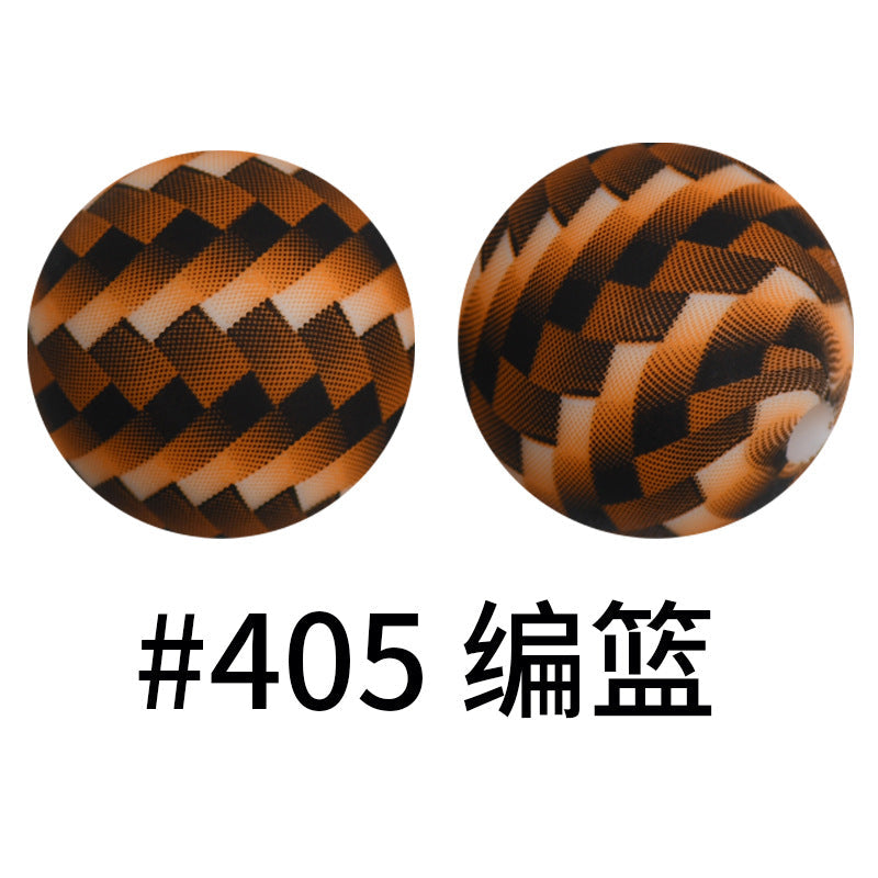 16mm Print Silicone Beads Colorful Silicone Water Transfer Beads-50PCS