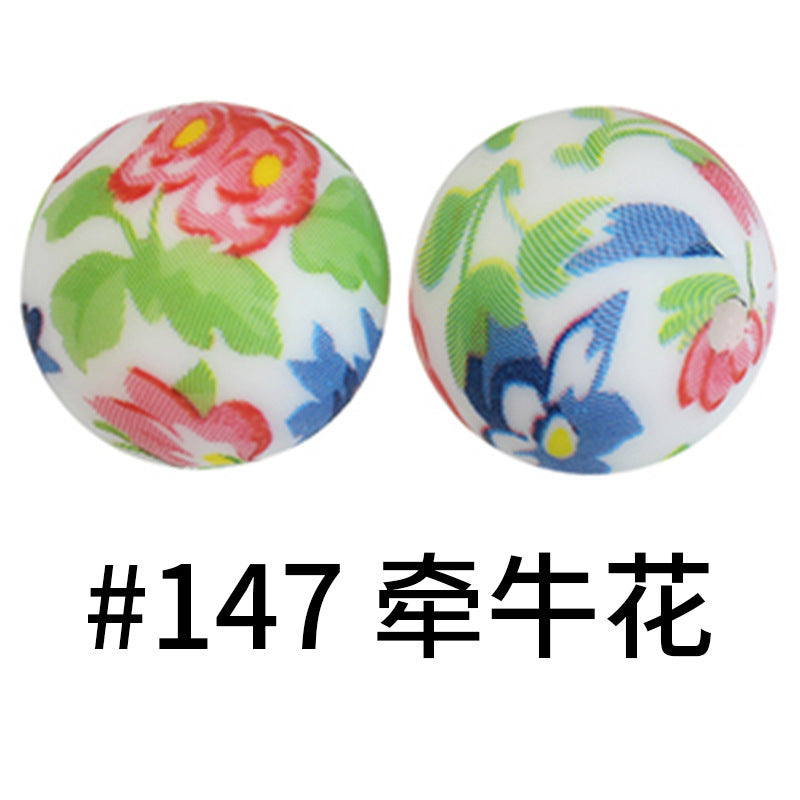 Print Silicone Beads Colorful Silicone Water Transfer Beads 16mm-50PCS
