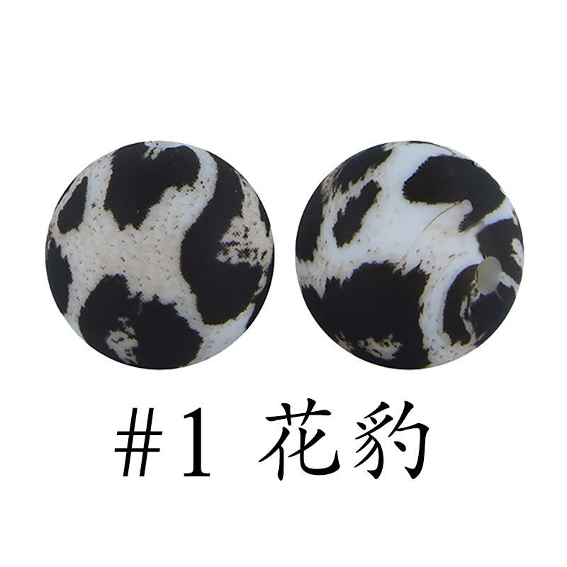 16mm Print Silicone Beads Colorful Silicone Water Transfer Beads-50PCS
