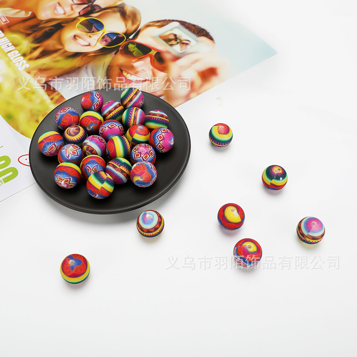 Creative Water Transfer Silicone Accessories Beads-50PCS