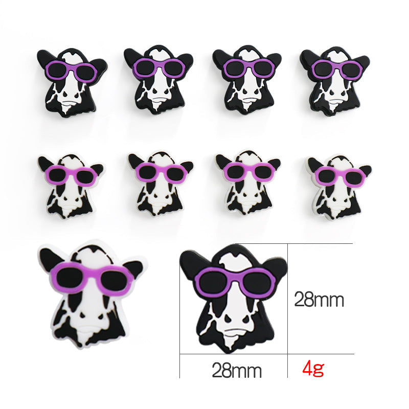 Silicone Cartoon Cow Loose Beads-10PCS