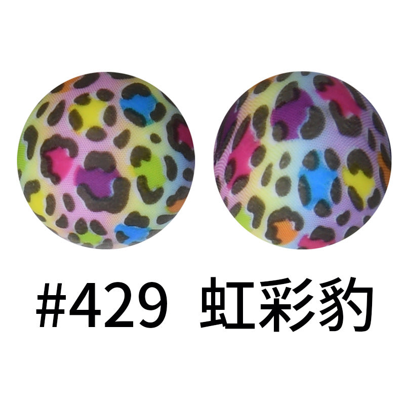 16mm Print Silicone Beads Colorful Silicone Water Transfer Beads-50PCS
