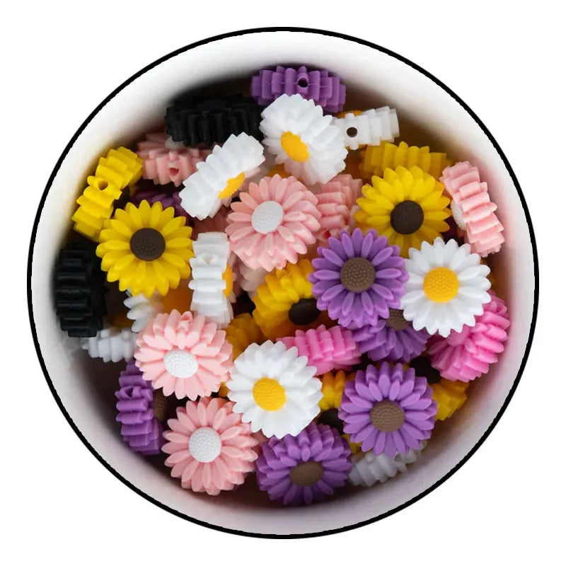 Flatback Little Daisy Silicone Focal Beads for DIY Pens Keychains