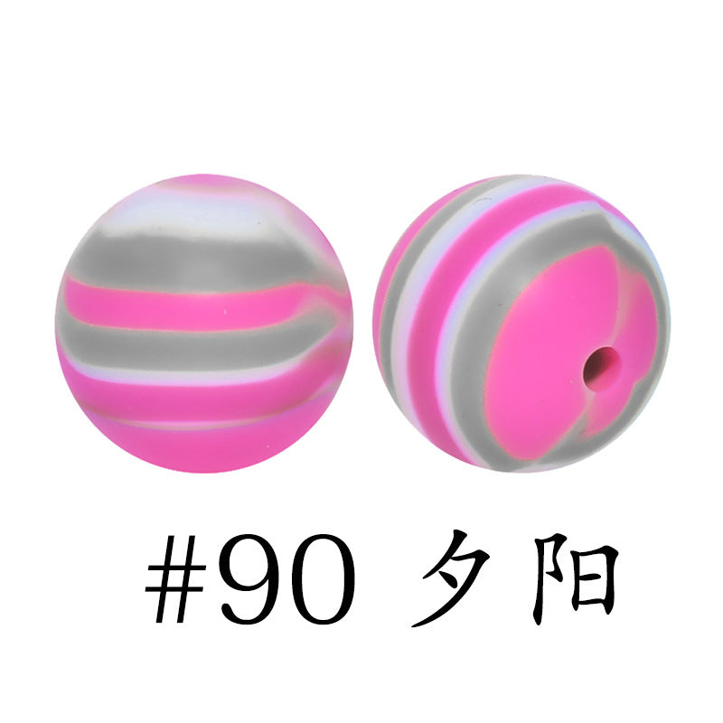 16mm Print Silicone Beads Colorful Silicone Water Transfer Beads-50PCS