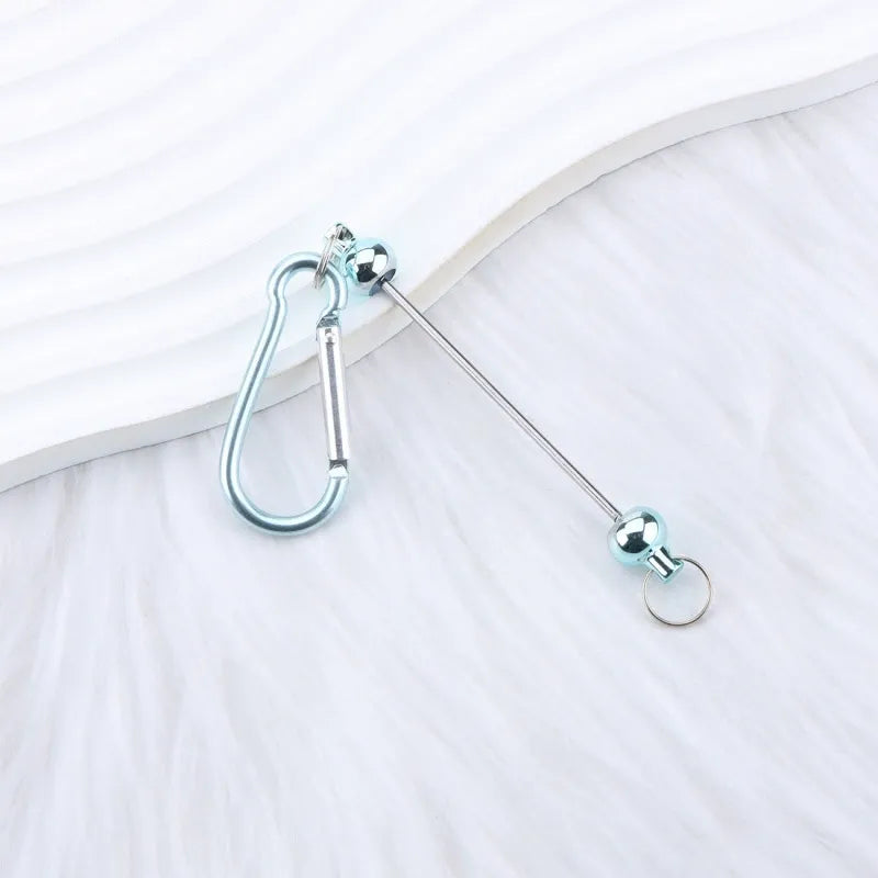 Beadable D Shaped Metal Keychain for DIY