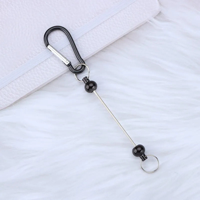 Beadable D Shaped Metal Keychain for DIY
