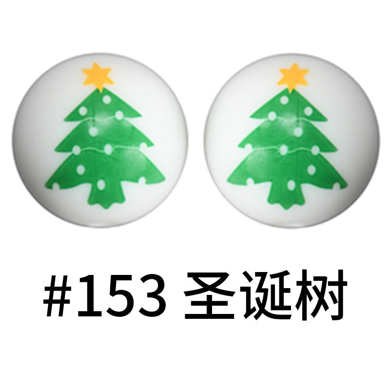 Print Silicone Beads Colorful Silicone Water Transfer Beads 16mm-50PCS
