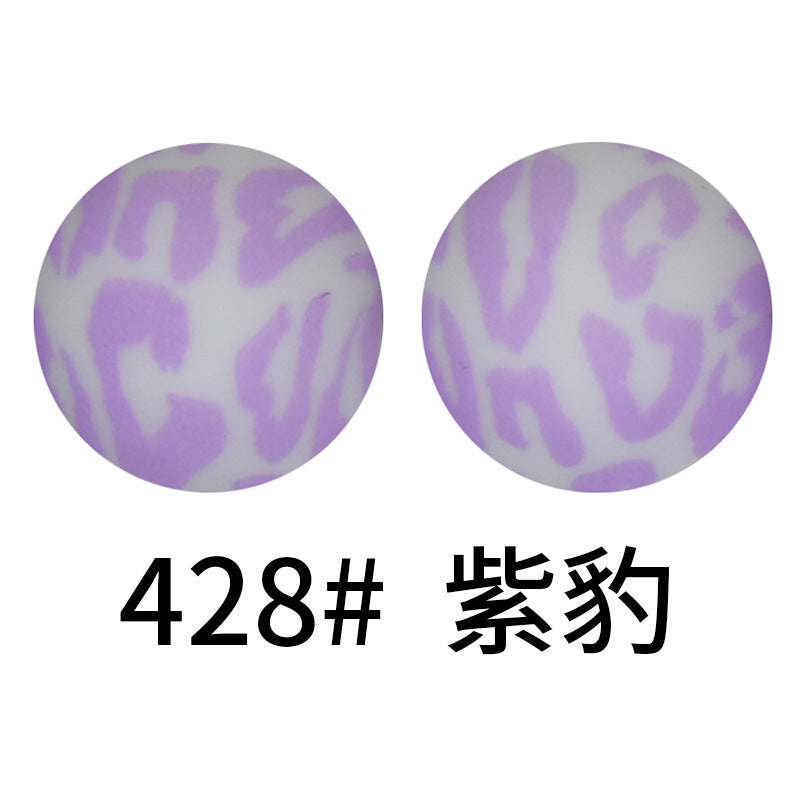 16mm Print Silicone Beads Colorful Silicone Water Transfer Beads-50PCS