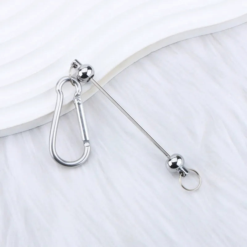 Beadable D Shaped Metal Keychain for DIY