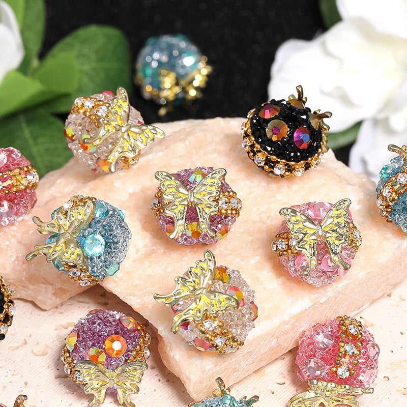 DIY Heavy Alloy Butterfly Rhinestone Sugar Beads-10PCS