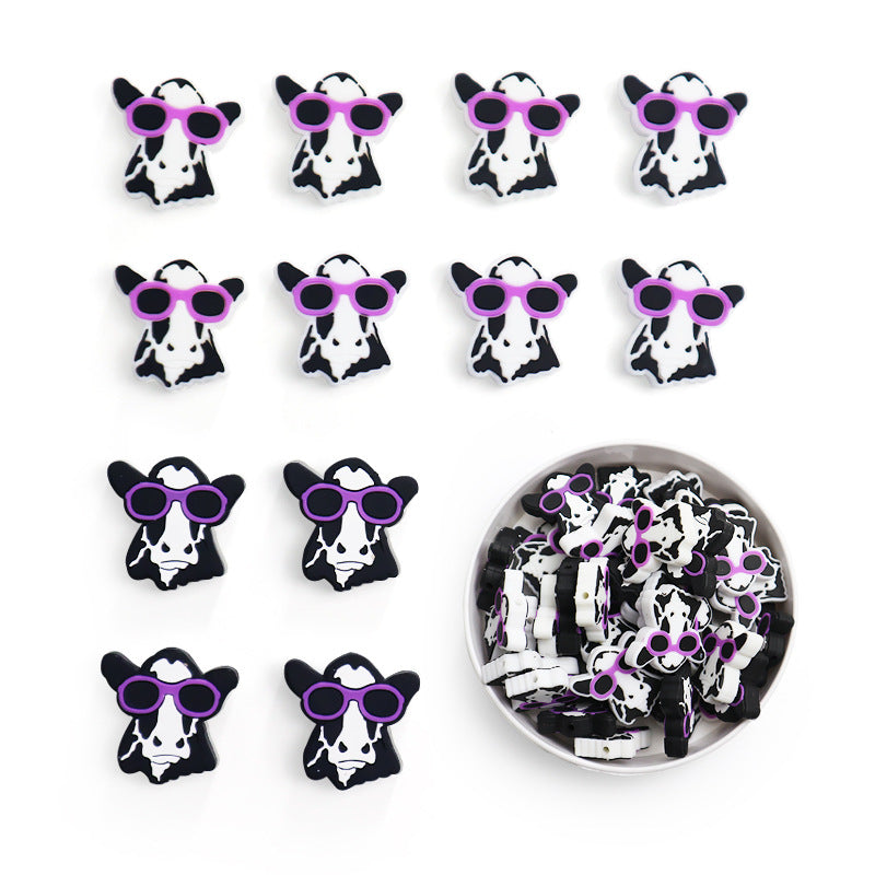 Silicone Cartoon Cow Loose Beads-10PCS