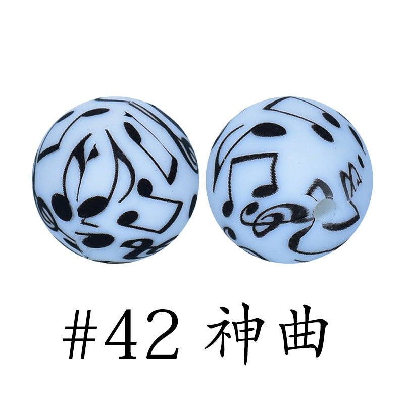 16mm Print Silicone Beads Colorful Silicone Water Transfer Beads-50PCS