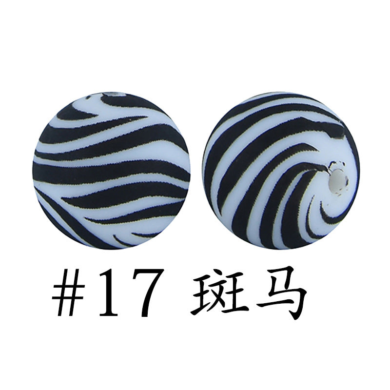 16mm Print Silicone Beads Colorful Silicone Water Transfer Beads-50PCS