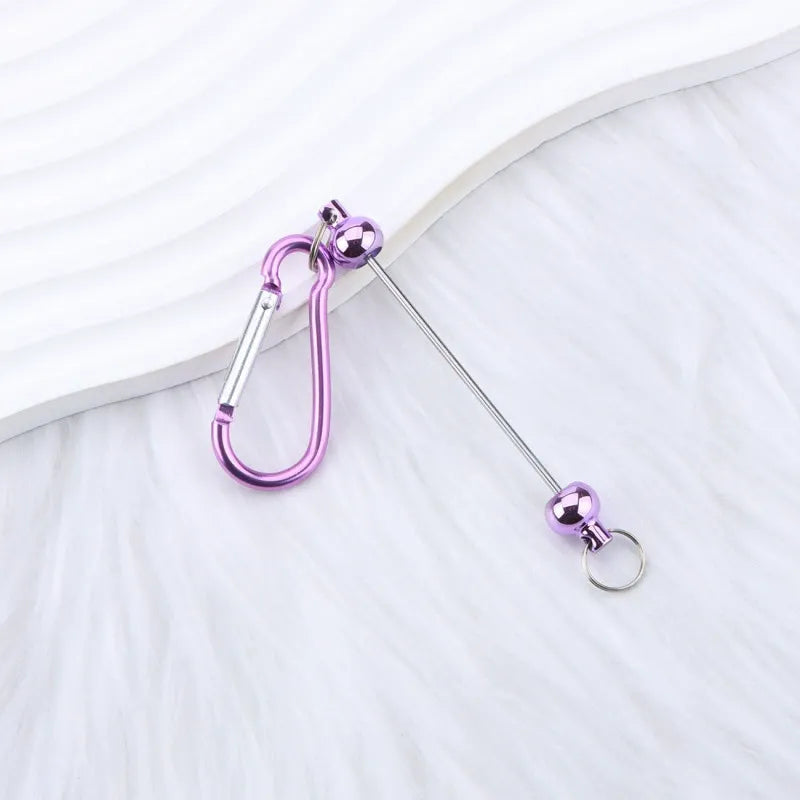 Beadable D Shaped Metal Keychain for DIY