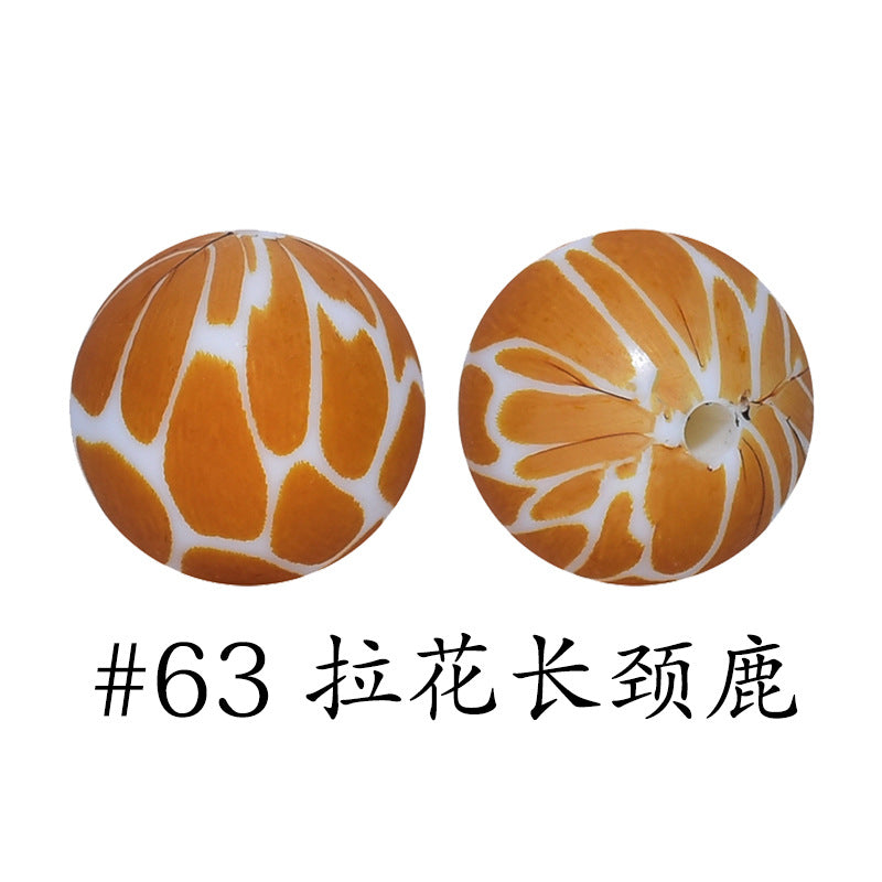 16mm Print Silicone Beads Colorful Silicone Water Transfer Beads-50PCS