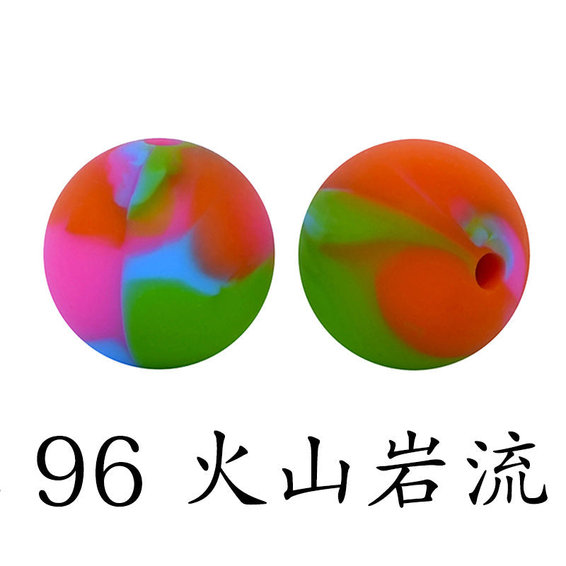 16mm Print Silicone Beads Colorful Silicone Water Transfer Beads-50PCS
