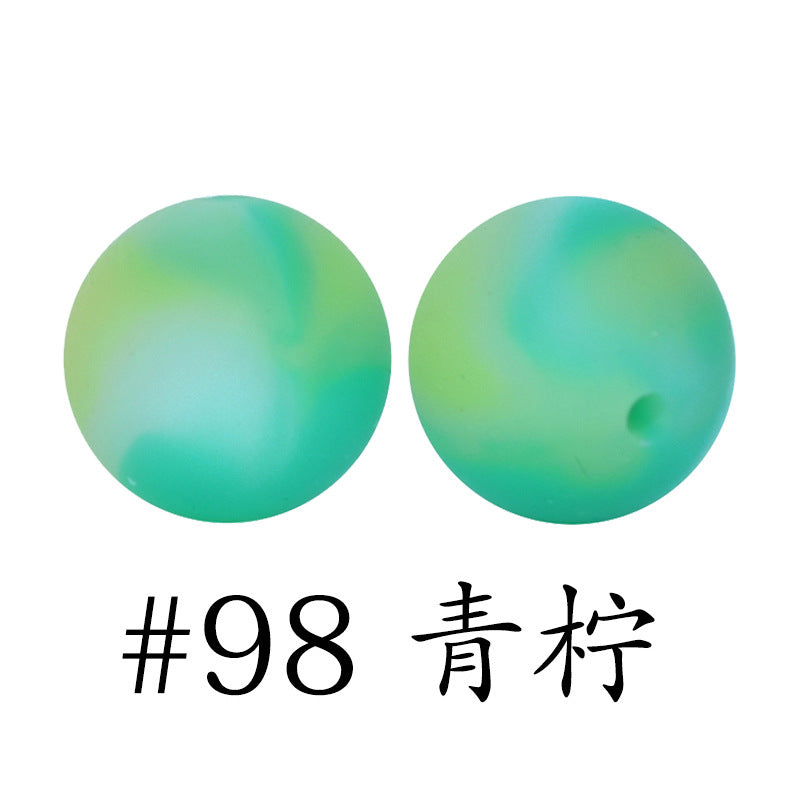 16mm Print Silicone Beads Colorful Silicone Water Transfer Beads-50PCS