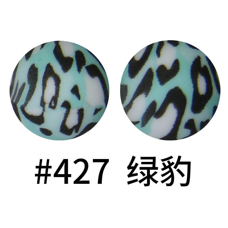 16mm Print Silicone Beads Colorful Silicone Water Transfer Beads-50PCS