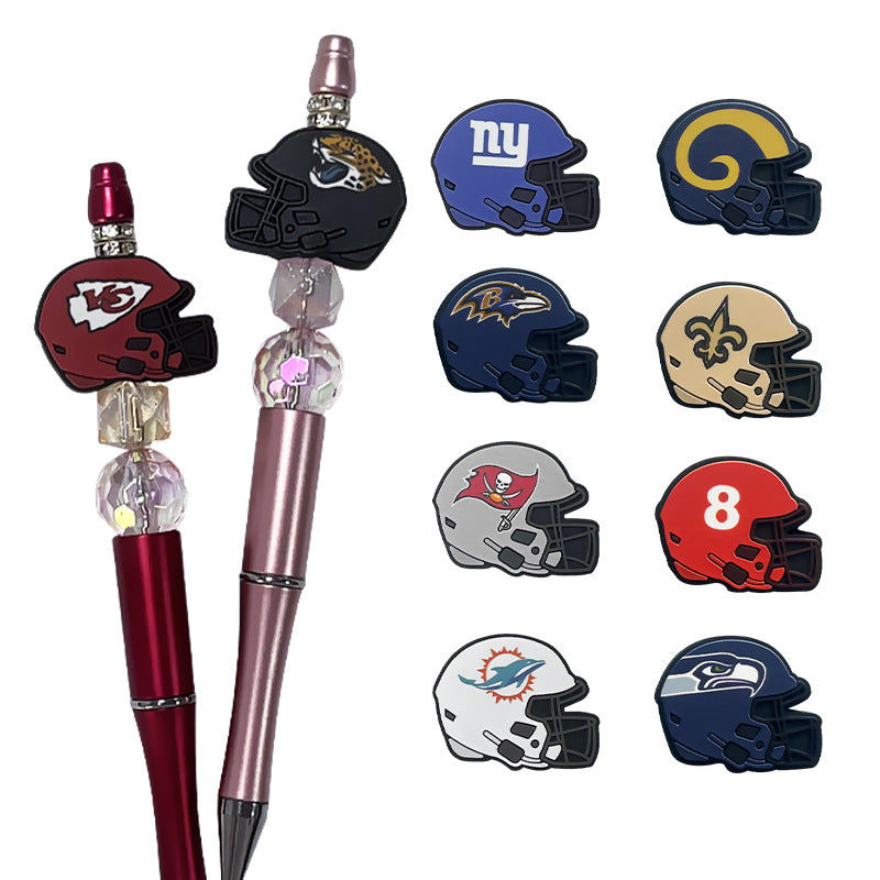 Football Team Printed Helmet NFL Dropping Glue DIY Silicone Creative Handmade Beads-10PCS