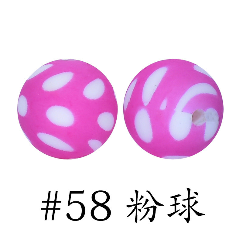 16mm Print Silicone Beads Colorful Silicone Water Transfer Beads-50PCS