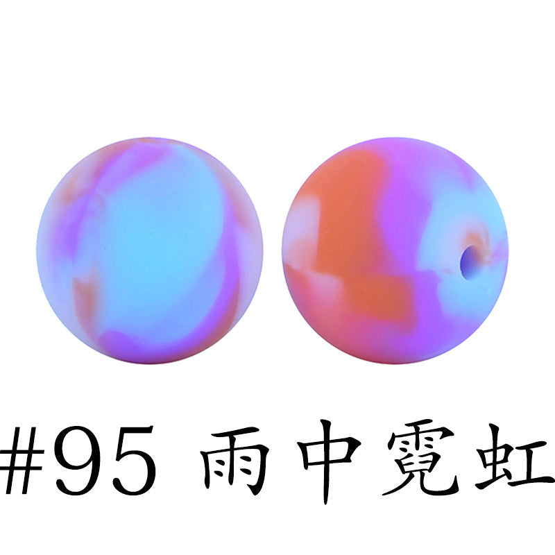 16mm Print Silicone Beads Colorful Silicone Water Transfer Beads-50PCS