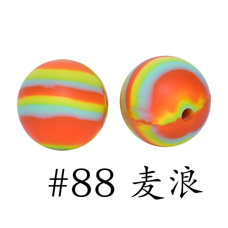 16mm Print Silicone Beads Colorful Silicone Water Transfer Beads-50PCS