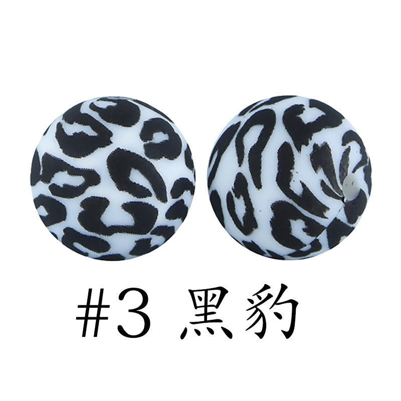 16mm Print Silicone Beads Colorful Silicone Water Transfer Beads-50PCS