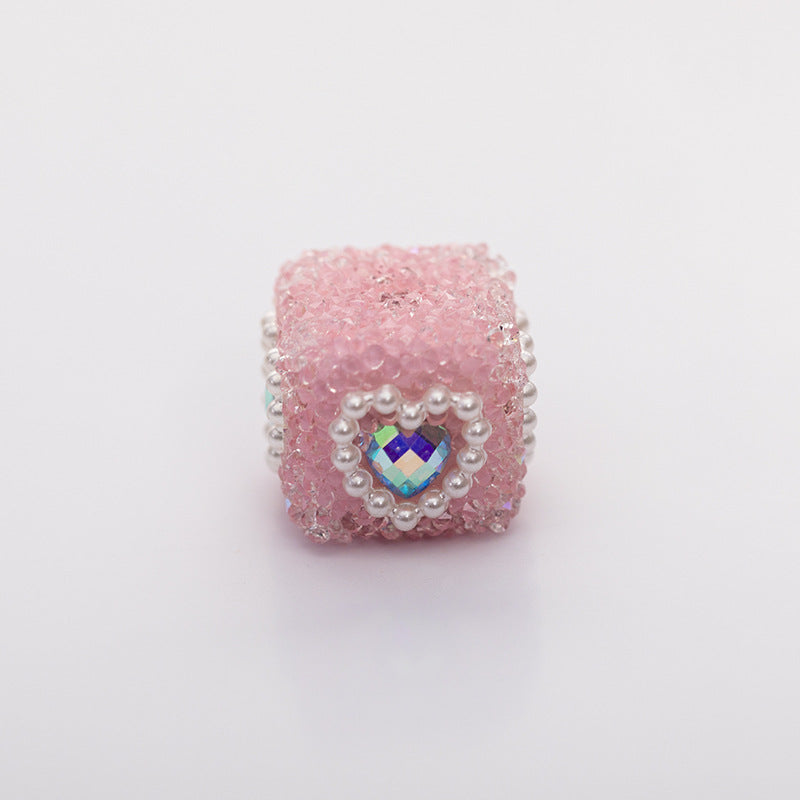 Acrylic Solid Blocks Wrapped in Diamonds, Pearls, Love DIY Sugar Straight Hole Bead String-5PCS