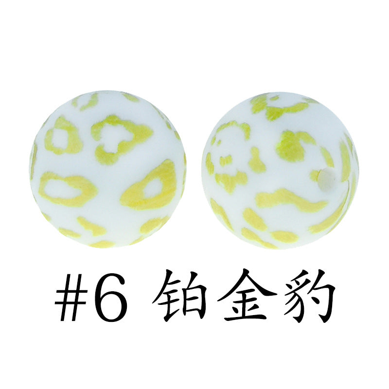 16mm Print Silicone Beads Colorful Silicone Water Transfer Beads-50PCS
