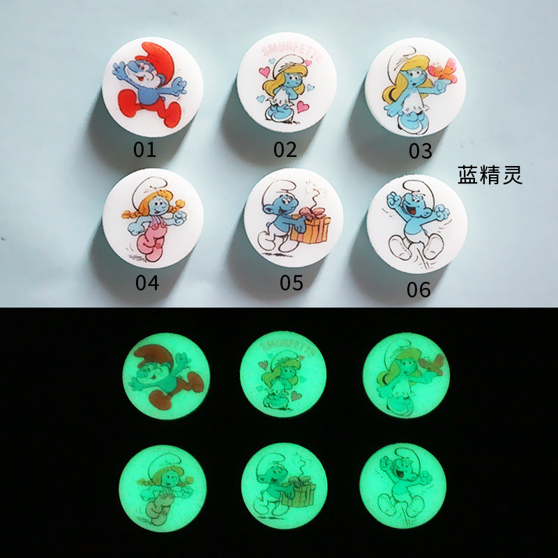 Silicone Round Cartoon Animal Luminous Beads-10PCS