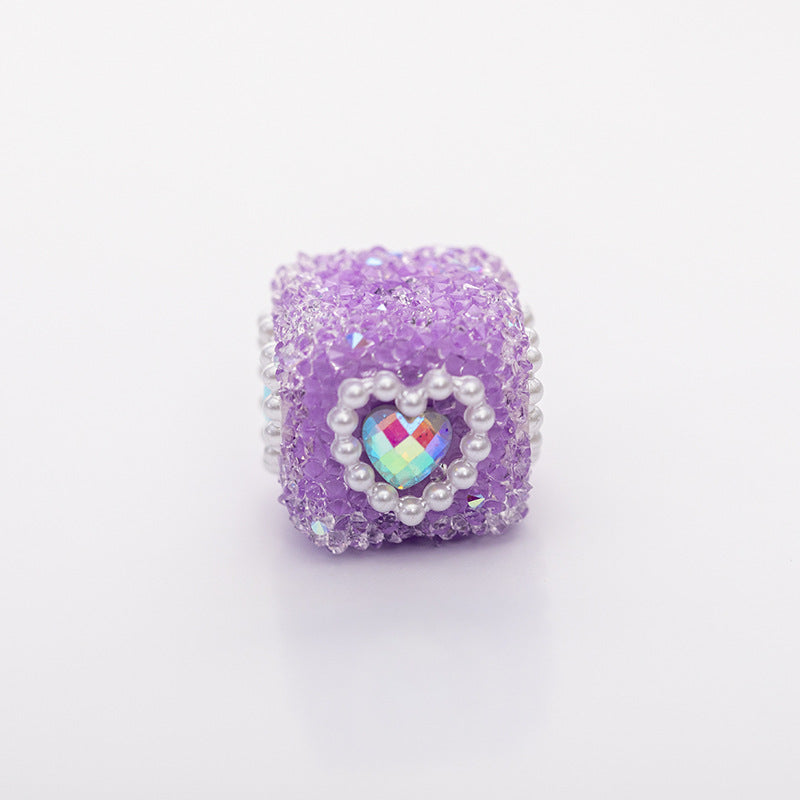 Acrylic Solid Blocks Wrapped in Diamonds, Pearls, Love DIY Sugar Straight Hole Bead String-5PCS