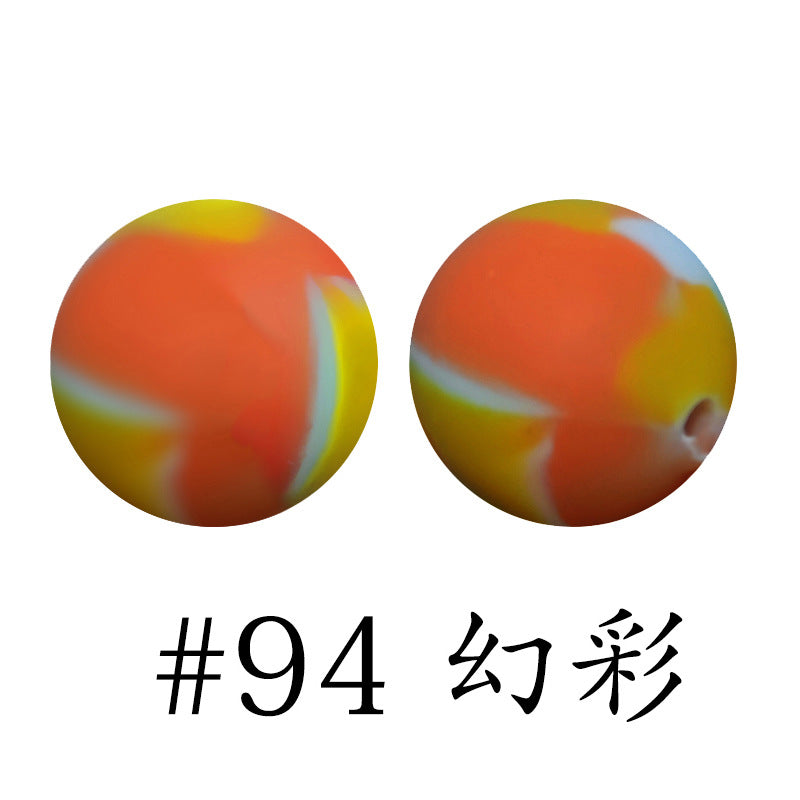 16mm Print Silicone Beads Colorful Silicone Water Transfer Beads-50PCS