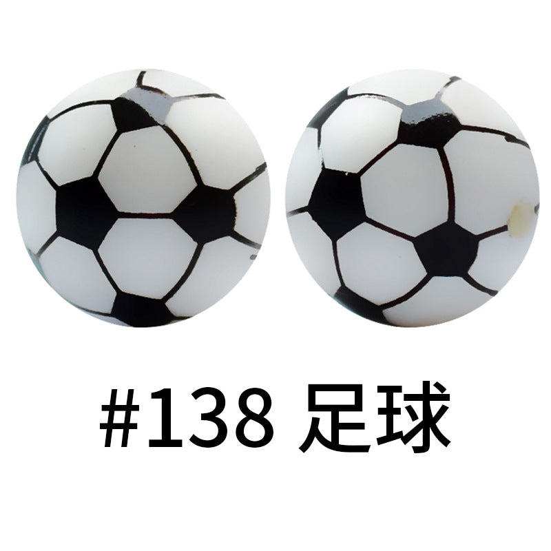 Print Silicone Beads Colorful Silicone Water Transfer Beads 16mm-50PCS