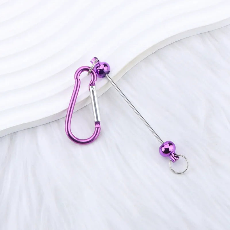 Beadable D Shaped Metal Keychain for DIY