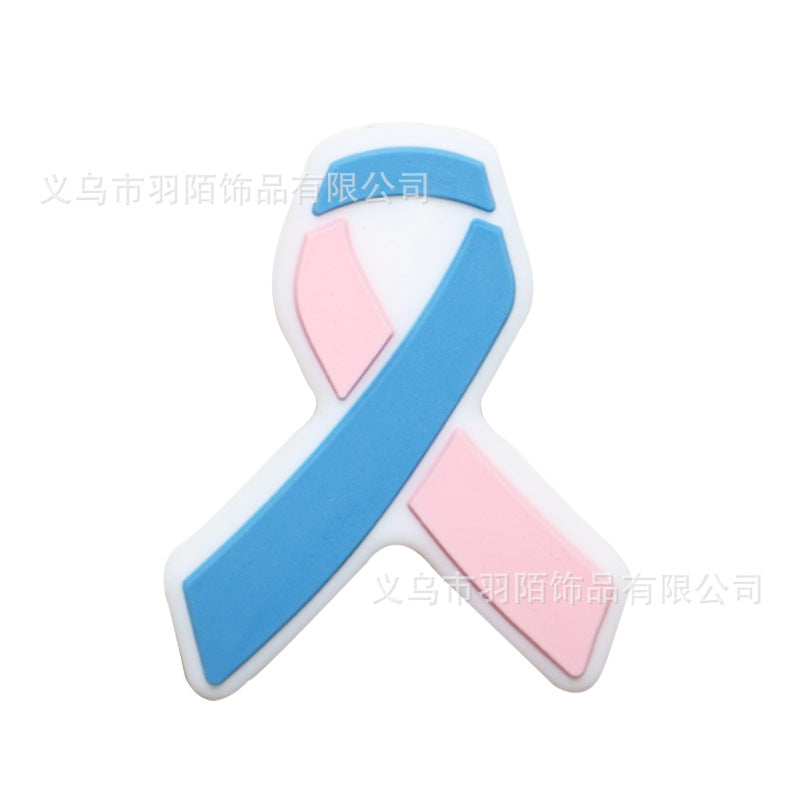 Cartoon Ribbon Publicity Prevention Awareness Warning Badge Silicone Beads-10PCS
