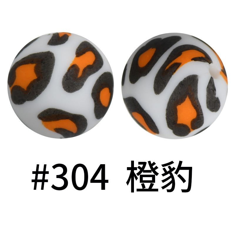 16mm Print Silicone Beads Colorful Silicone Water Transfer Beads-50PCS
