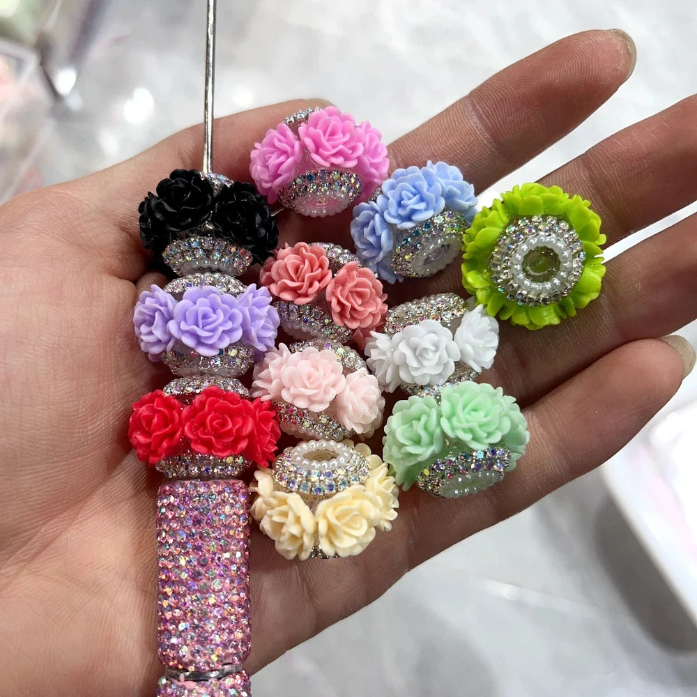 Roses Pearls Loop Rhinestones Chain Acrylic DIY Fancy Beads-Random Mixed