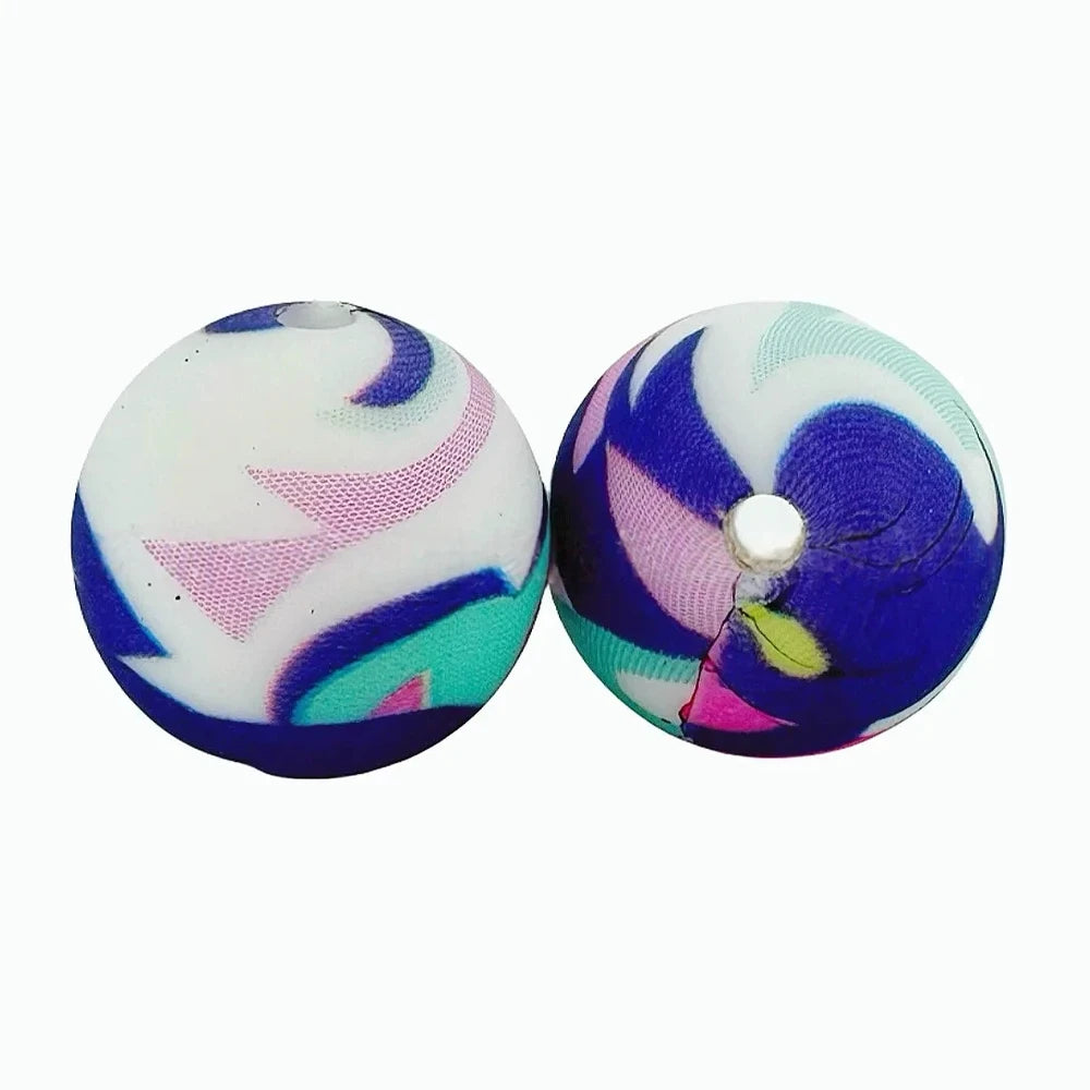 15mm Colorful Printed Silicone Bead for DIY Pens Keychain